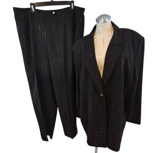 Travis Ayers Size 22W Black Pinstripe Blazer Pant Suit Set 2 Piece